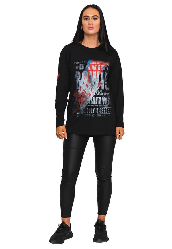 David Bowie T Shirt Hammersmith Odeon Official Unisex Black Long Sleeve