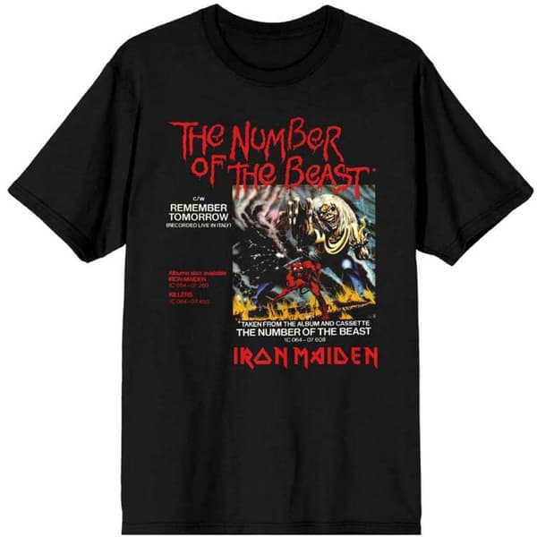 Iron Maiden Unisex T-Shirt: Number of the Beast Vinyl Promo Sleeve (Small)