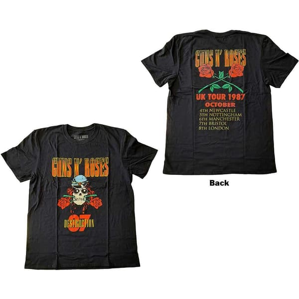 Guns N' Roses Unisex T-Shirt: UK Tour '87 (Back Print) (Large)