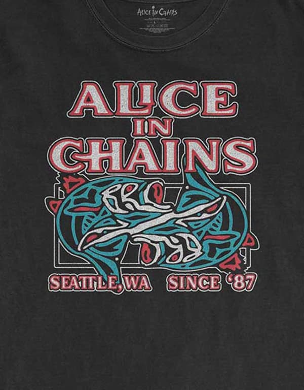 Alice In Chains T Shirt Totem Fish Band Logo Official Mens Black