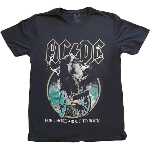 AC/DC Unisex T-Shirt: For Those About To Rock Yellow Outlines (Large)