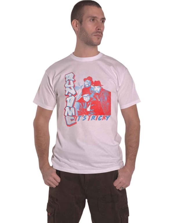 Run DMC T Shirt Its Tricky Band Logo Official Mens White White S