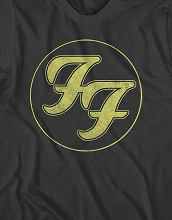 Foo Fighters T Shirt Distressed FF Band Logo Official Mens Black