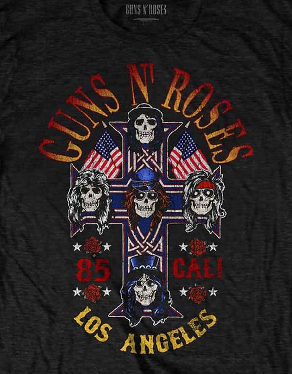 Guns N' Roses T Shirt Cali 85 Band Logo Official Mens Black