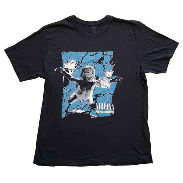 Nirvana T Shirt Nevermind Cracked Band Logo Official Mens Black