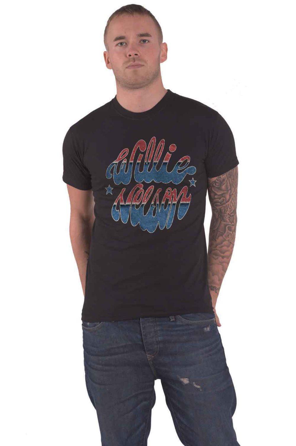 Willie Nelson T Shirt Americana Logo Official Mens Black
