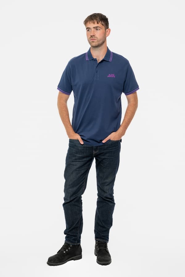 Black Sabbath Polo Shirt Wavy Band Logo Official Mens Navy Blue Large