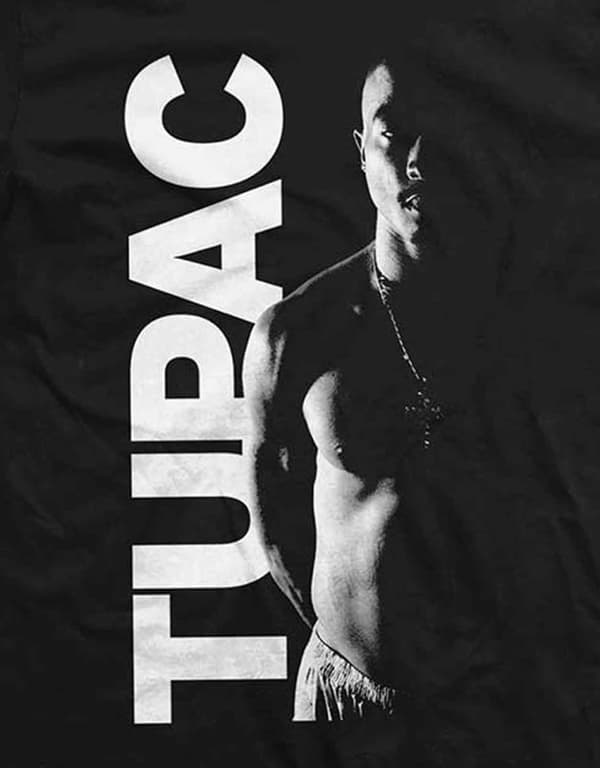Tupac T Shirt 2PAC Side Photo Logo Official Mens Black