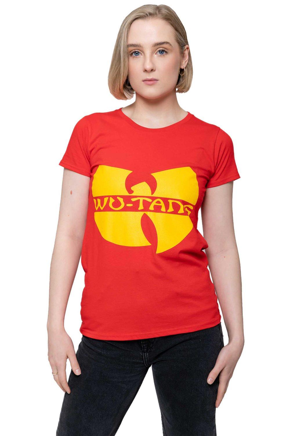 Wu-Tang Clan T Shirt Band Logo Official Womens Skinny Fit Red