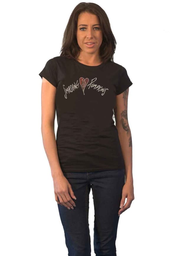 The Smashing Pumpkins T Shirt Gish Heart Official Womens Skinny Fit Black Black M
