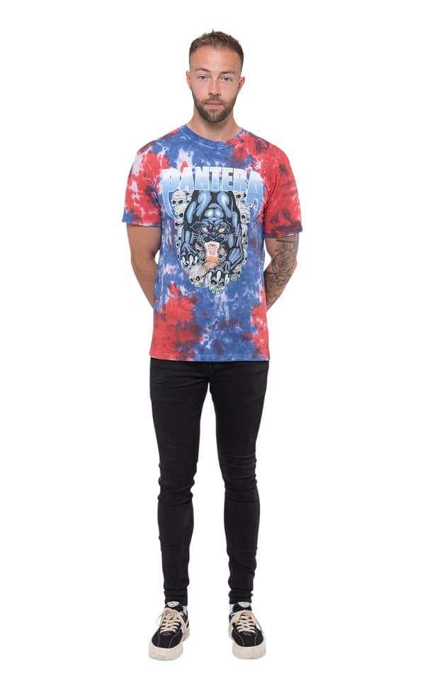 Pantera T Shirt Panther Band Logo Official Unisex Dye Wash Blue