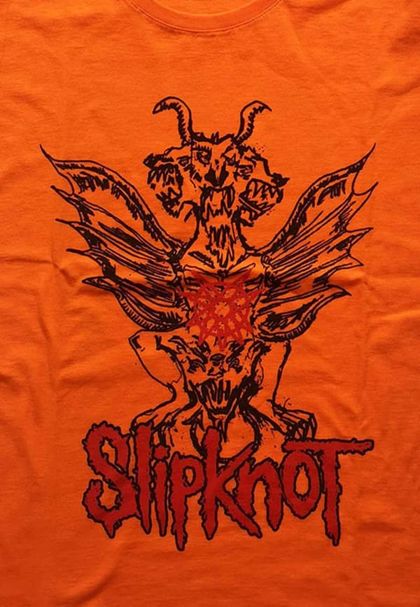 Slipknot T Shirt Winged Devil Band Logo Official Womens Skinny Fit Orange