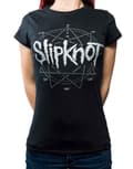 Miniatyrbild 1 av 2: Slipknot T Shirt Diamante Pentagram Band Logo Official Womens Black Skinny Fit