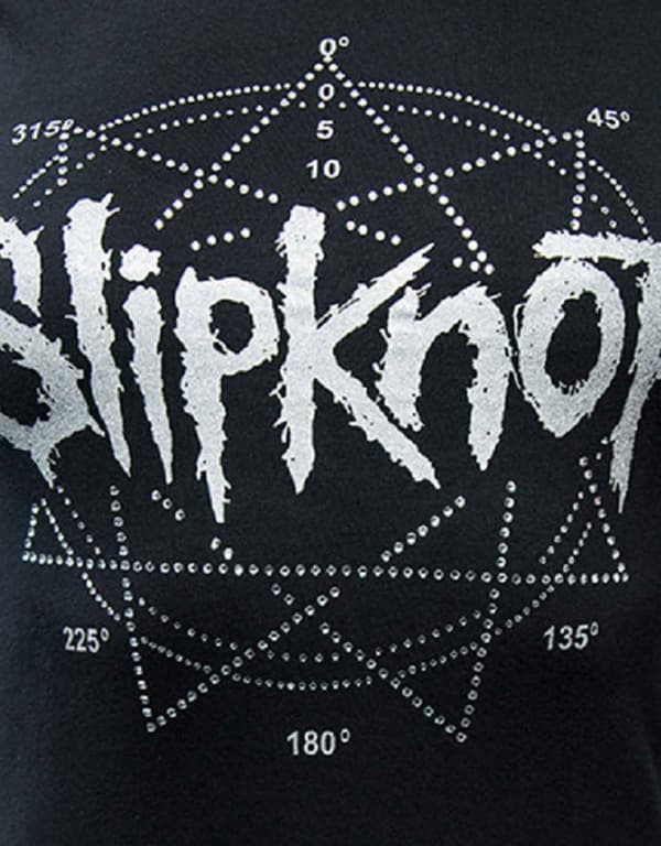 Slipknot T Shirt Diamante Pentagram Band Logo Official Womens Black Skinny Fit
