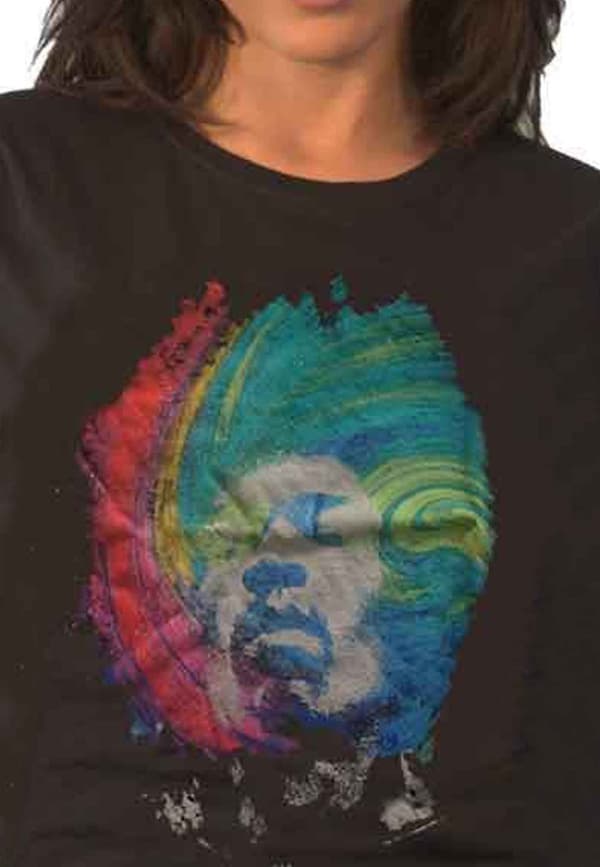 Jimi Hendrix T Shirt Galaxy Band Logo Official Womens Skinny Fit Black