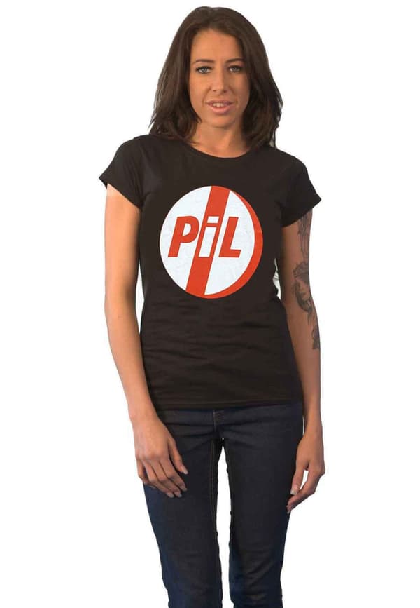 Public Image Ltd T Shirt PIL Band Logo Official Womens Skinny Fit Black Black S