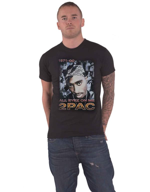 Tupac T Shirt 2PAC All Eyez on Me 1971 Logo Official Mens Black Black L