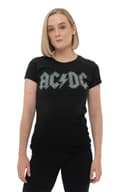 Miniatyrbild 1 av 4: AC/DC T Shirt Diamante Classic Band Logo Official Womens Black Skinny Fit