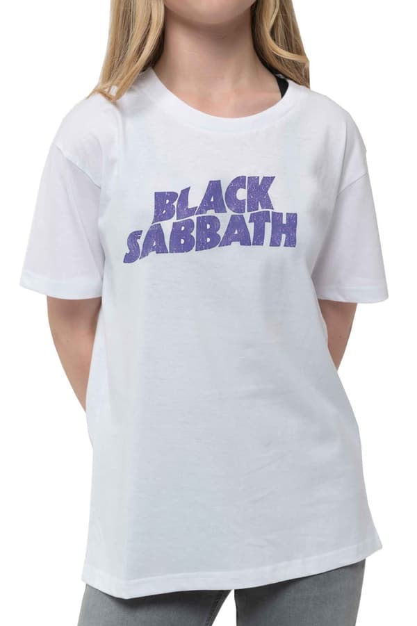 Black Sabbath Kids T Shirt Wavy Logo Official White Ages Ages 1-12yrs