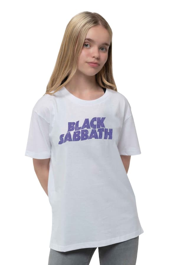Black Sabbath Kids T Shirt Wavy Logo Official White Ages Ages 1-12yrs White XX-Small (1/2 Yrs)