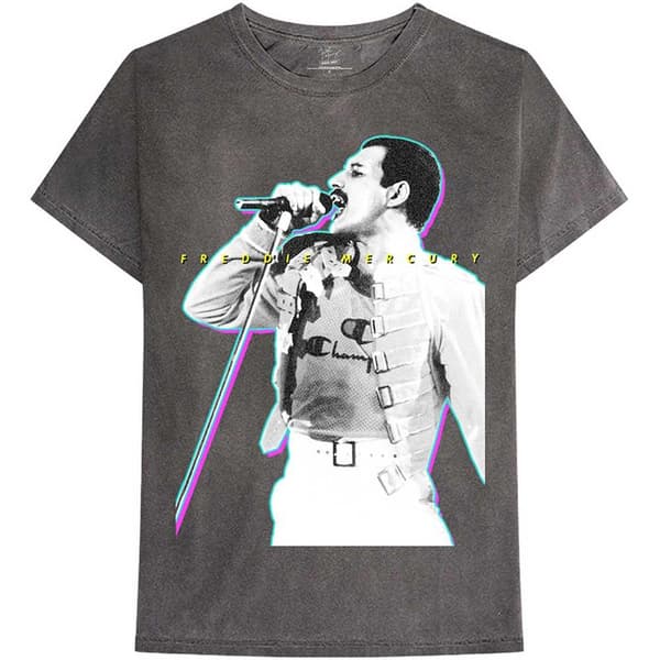 Freddie Mercury Unisex T-Shirt: Glow (Mineral Wash) (X-Large)