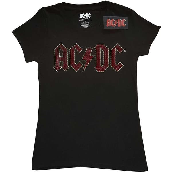 AC/DC Ladies T-Shirt: Full Colour Logo (Diamante) (Small)