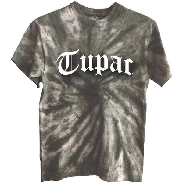 Tupac Unisex T-Shirt: Gothic Logo (Dye-Wash) (X-Large)