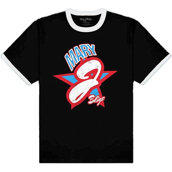 Mary J Blige Unisex T-Shirt: Americana (Ringer) (Small)