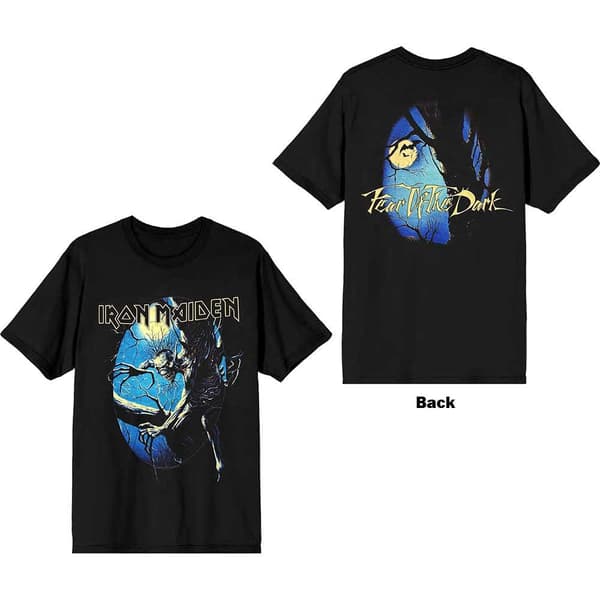 Iron Maiden Unisex T-Shirt: Fear of the Dark Oval Eddie Moon (Back Print) (X-Large)