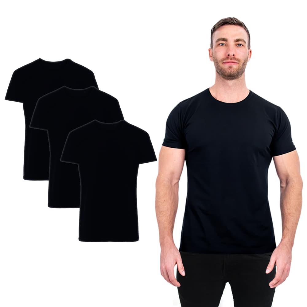 3-pack, Ekologisk t-shirt, fitted, herr