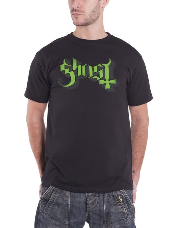 Ghost t Shirt Green Keyline Lettering Band Logo Official Mens