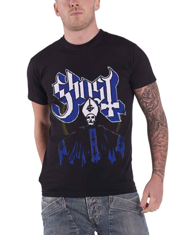 Ghost T Shirt Papa and Band Opus Band Logo Official Mens Black