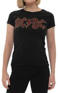 Miniatyrbild 3 av 4: AC/DC T Shirt Full Colour diamante Logo Official Womens Skinny Fit Black
