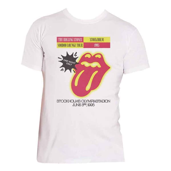 The Rolling Stones T Shirt Voodoo Lounge Stockholm 1995 Official Unisex White