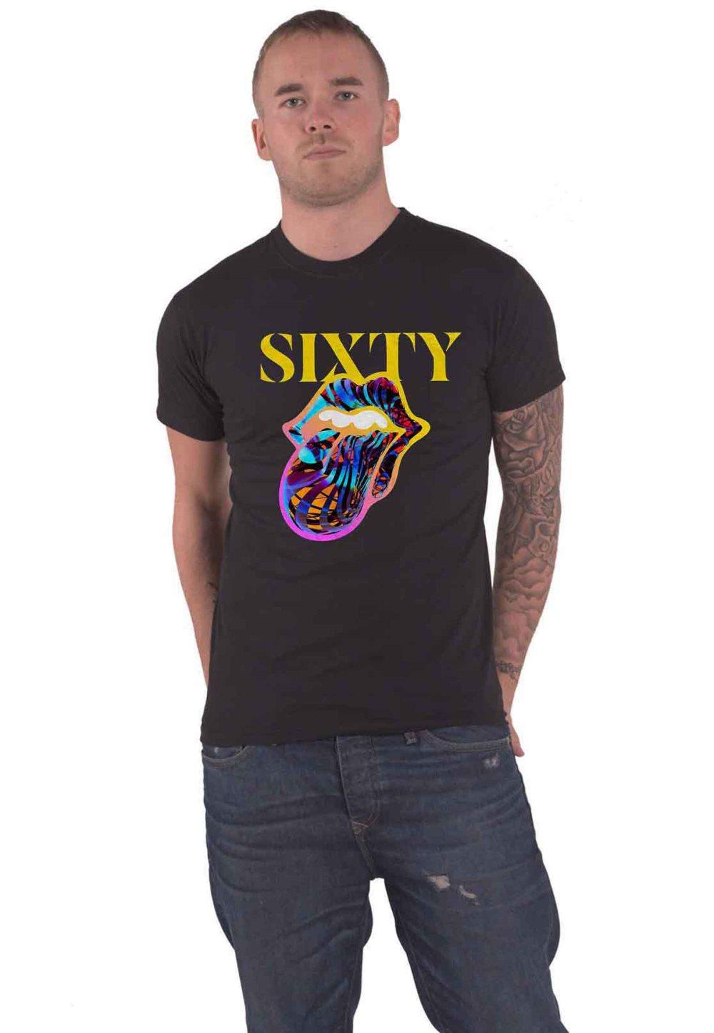 The Rolling Stones T Shirt Sixty Cyberdelic Tongue Official Mens Black