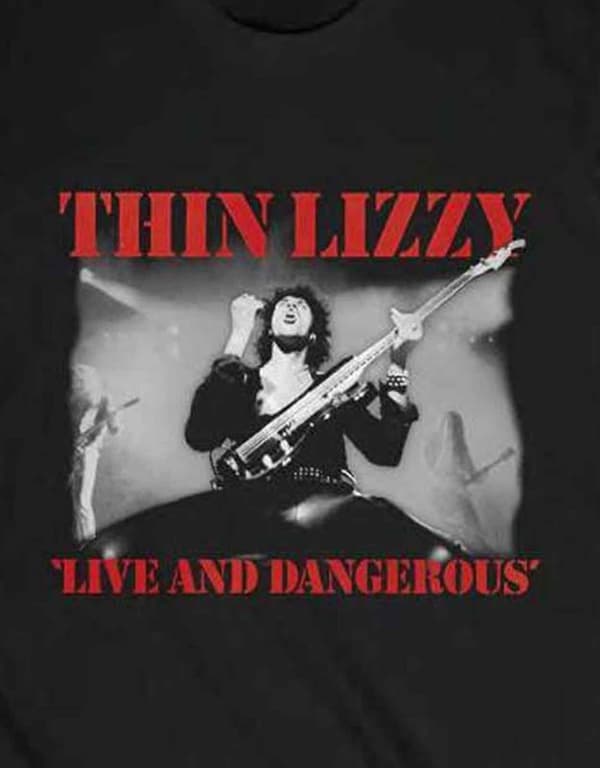 Thin Lizzy T Shirt Live and Dangerous Band Logo Official Mens Black
