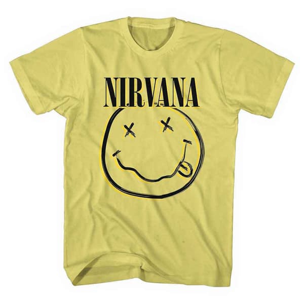 Nirvana T Shirt Inverse Smile Band Logo Official Unisex Yellow
