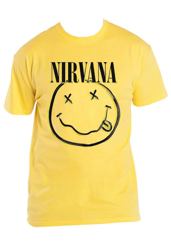 Nirvana T Shirt Inverse Smile Band Logo Official Unisex Yellow