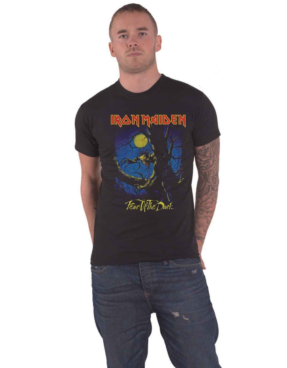 Iron Maiden T Shirt Fear of the Dark Moonlight Band Logo Official Mens Black