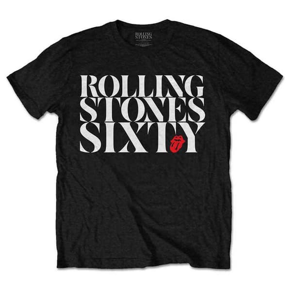 The Rolling Stones T Shirt Sixty Chic Band Logo Official Mens Black