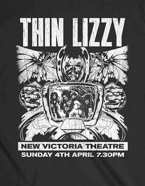 Thin Lizzy T Shirt Jailbreak Flyer Band Logo Official Mens Black