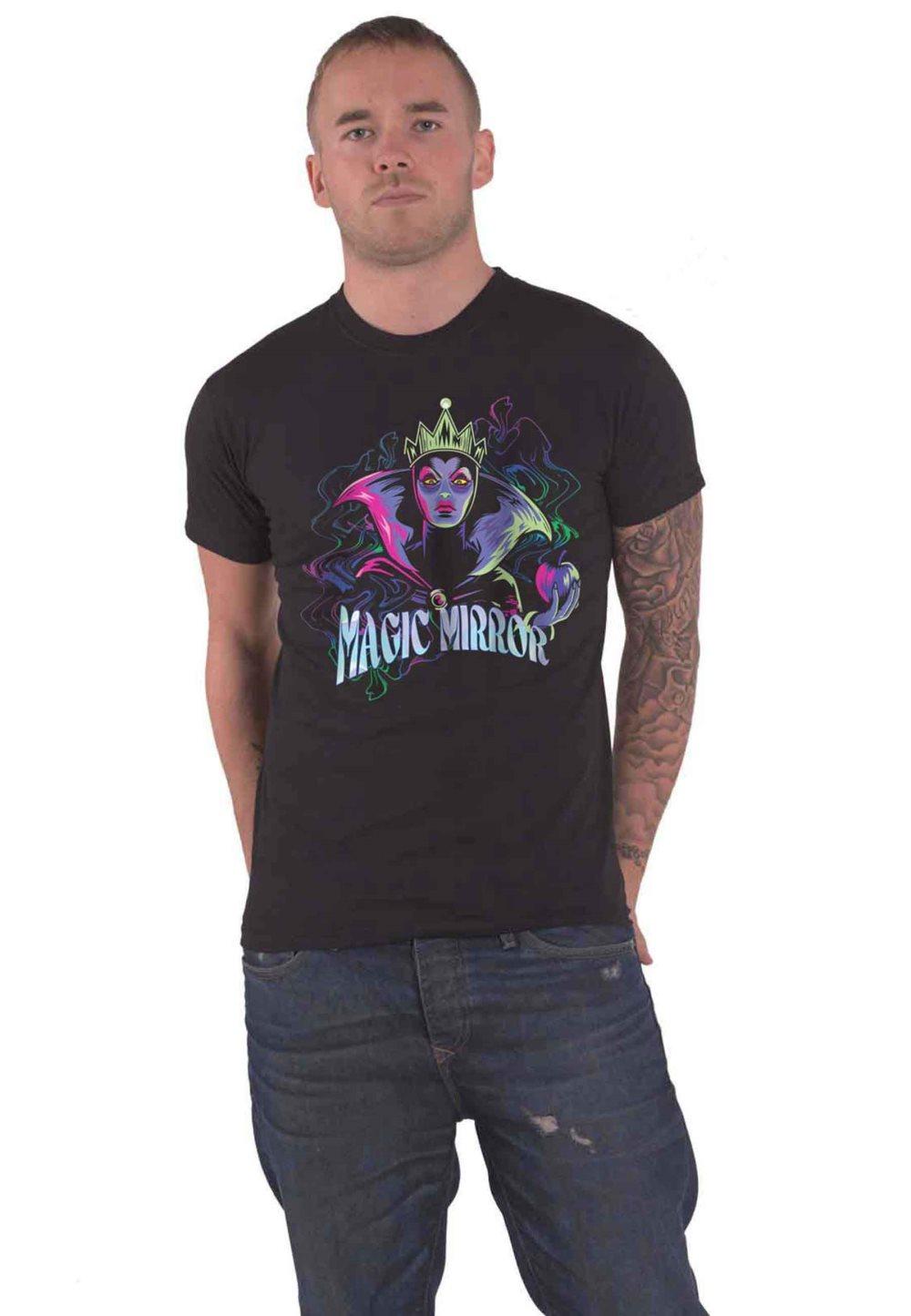 Disney T Shirt Sleeping Beauty Evil Queen Mirror Official Mens Black