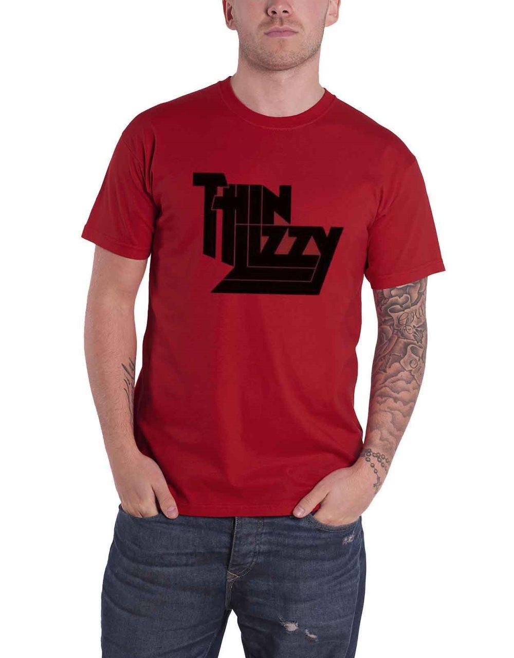 Thin Lizzy T Shirt Band Logo Official Mens Red