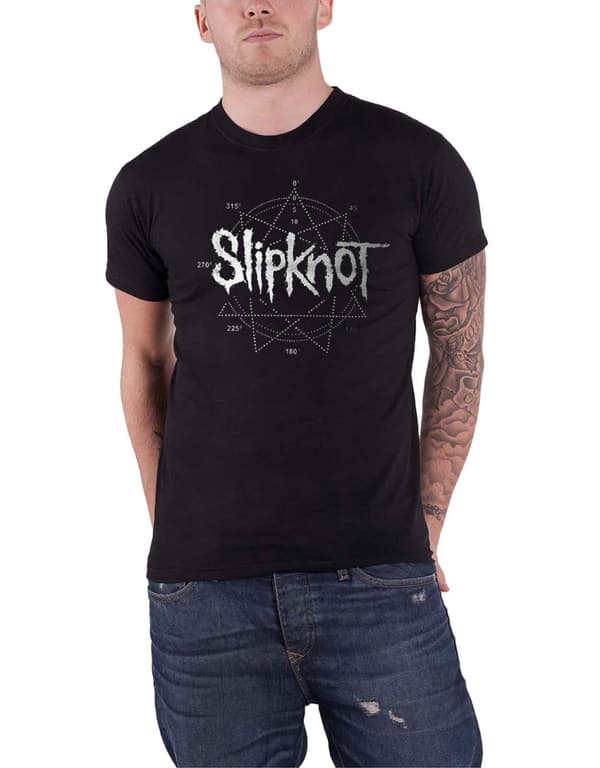 Slipknot T Shirt 9 Point Star Diamante Band Logo Official Unisex Black