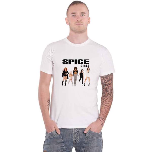 The Spice Girls T Shirt Photo Poses Band Logo Official Unisex White White XXL