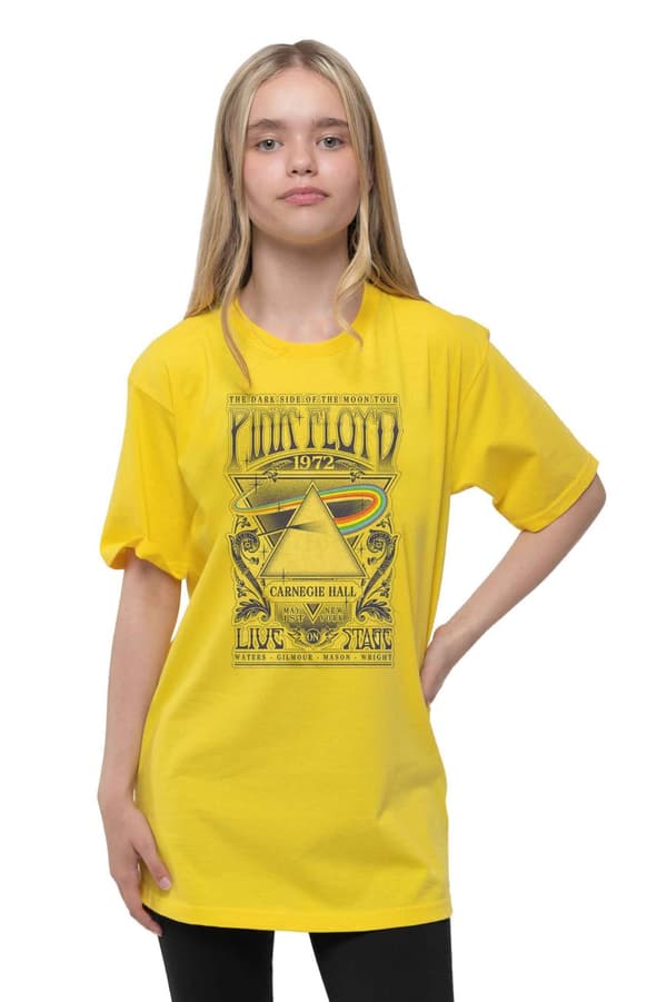 Pink Floyd Kids T Shirt Carnegie Hall Poster Official Yellow Ages 3-14 yrs