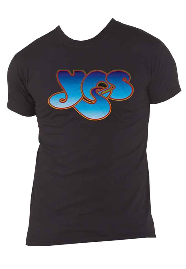 Yes T Shirt Classic Blue Band Logo Official Mens Black