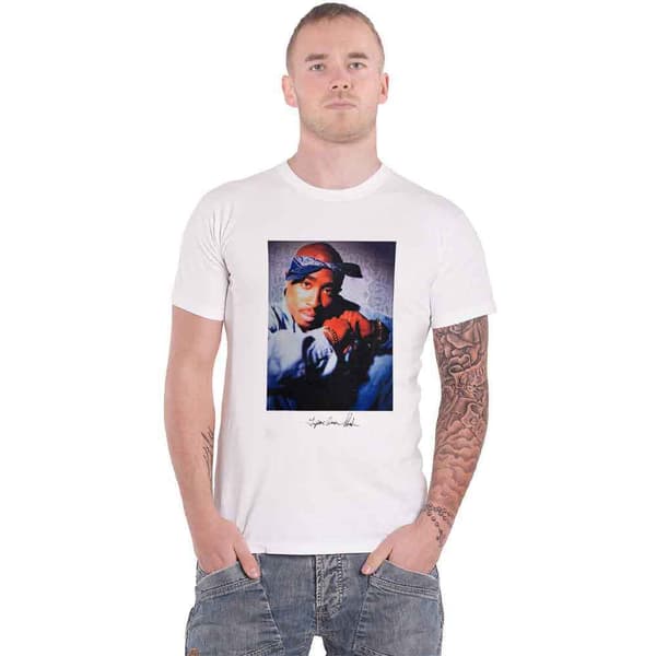 Tupac T Shirt 2PAC Blue Bandana Logo Official Mens White White XL