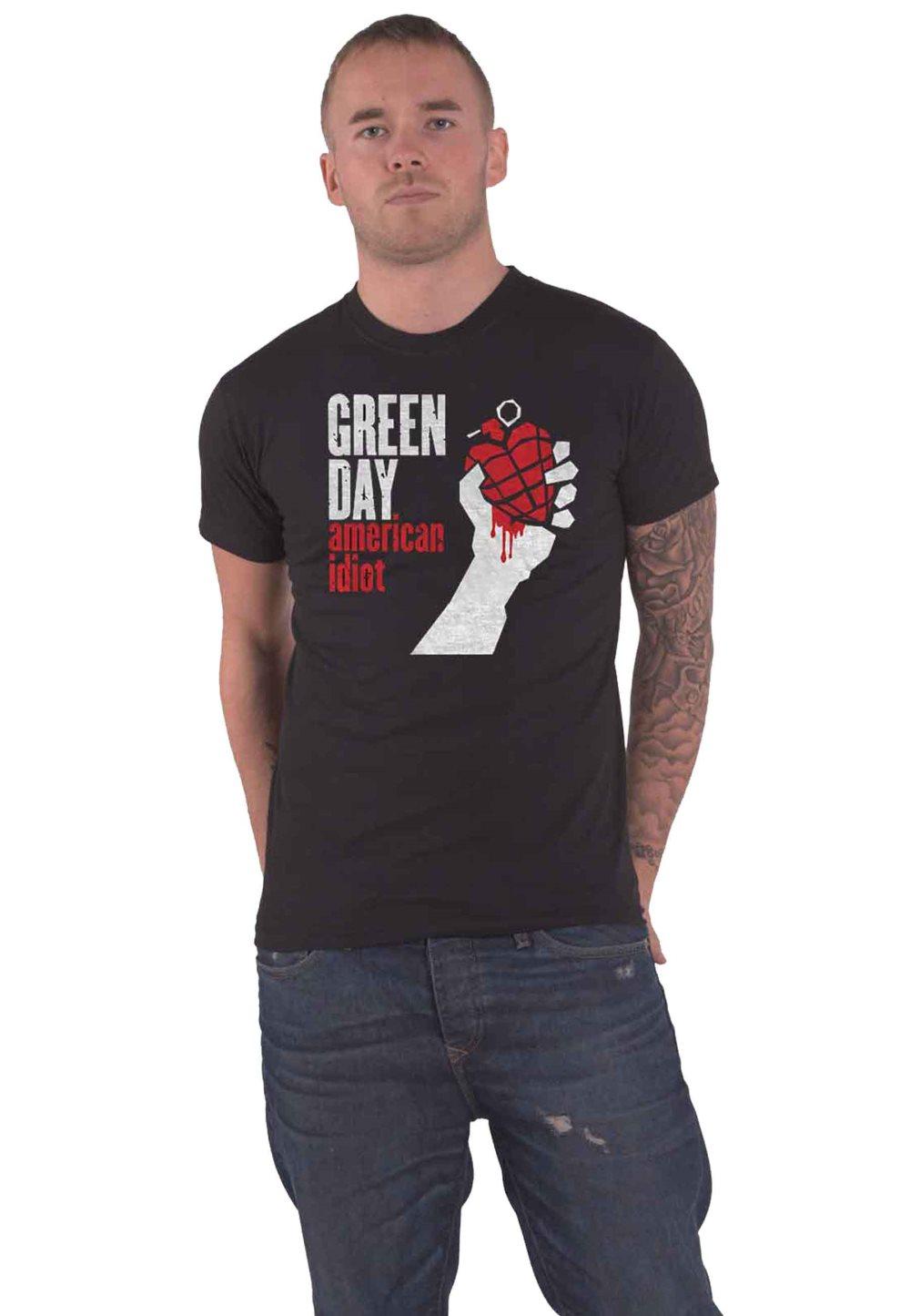 Green Day T Shirt American Idiot Band Logo Official Mens Black