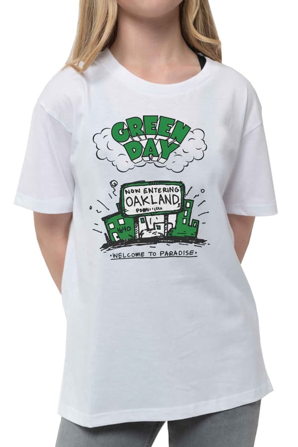 Green Day Kids T Shirt Welcome To Paradise Official White Ages 3-14 yrs